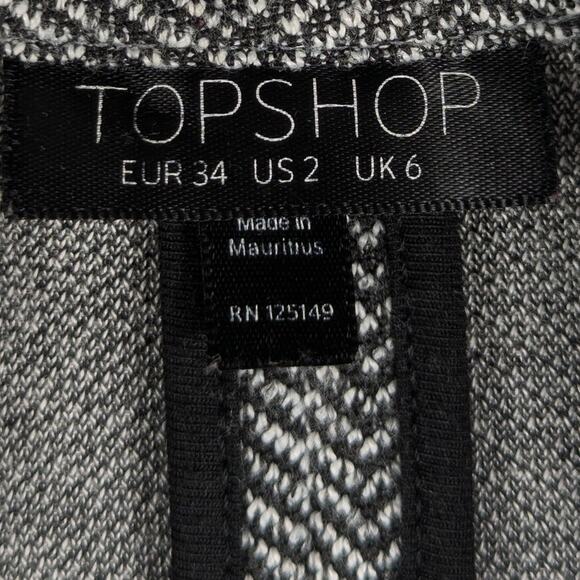 Topshop Herringbone Open Front Blazer Jacket Womens US 2 Gray Tailored Layering - Picture 2 of 4